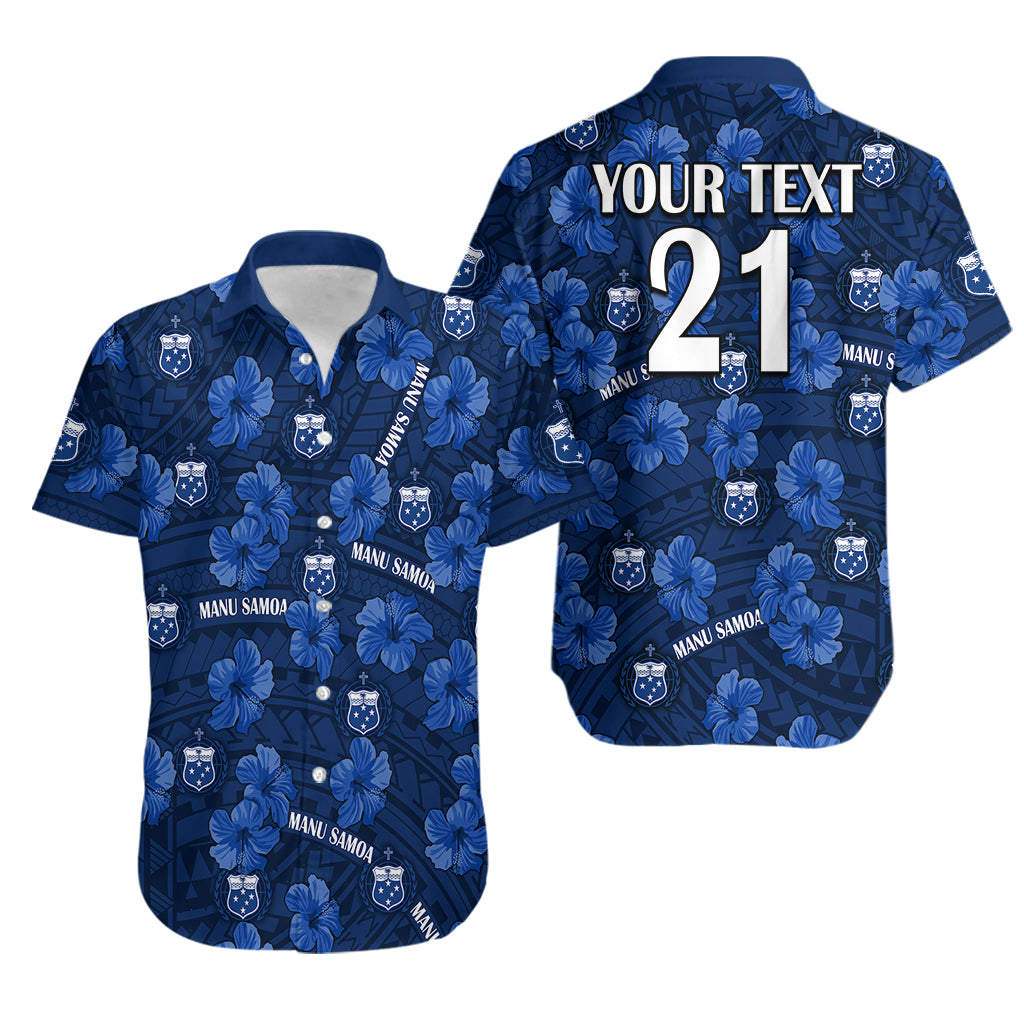 (Custom Text And Number) Manu Samoa Rugby Hawaiian Shirt Polynesian Style With Hibiscus - Vibe Hoodie Shop