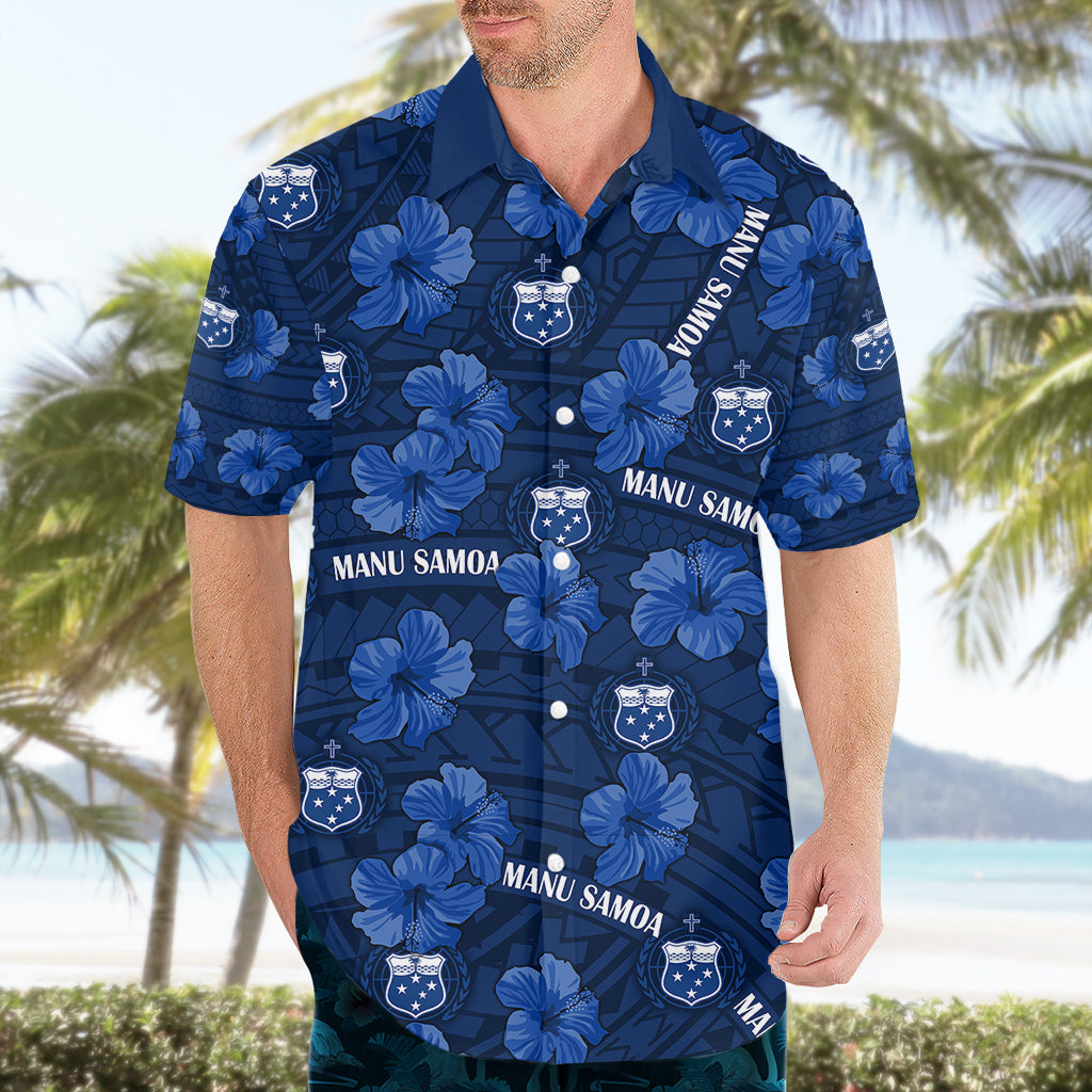 (Custom Text And Number) Manu Samoa Rugby Hawaiian Shirt Polynesian Style With Hibiscus - Vibe Hoodie Shop
