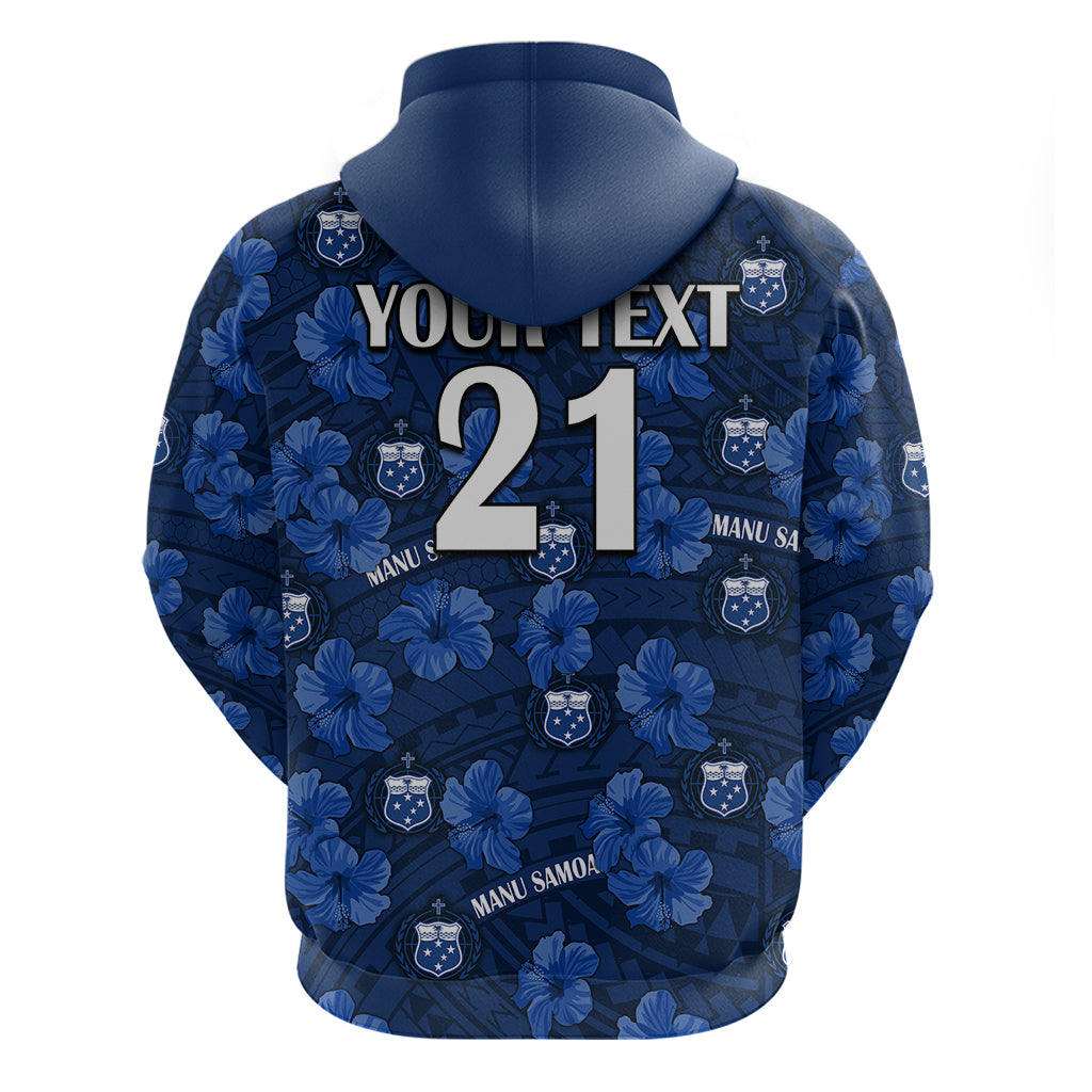 (Custom Text And Number) Manu Samoa Rugby Hoodie Polynesian Style With Hibiscus LT9 - Vibe Hoodie Shop