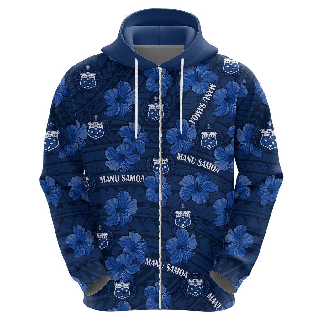 (Custom Text And Number) Manu Samoa Rugby Hoodie Polynesian Style With Hibiscus LT9 - Vibe Hoodie Shop