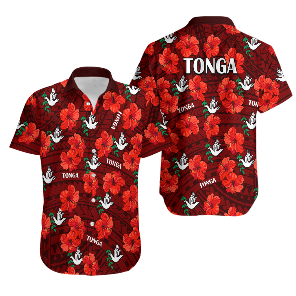 Tonga Rugby Hawaiian Shirt Polynesian Style With Hibiscus - Vibe Hoodie Shop