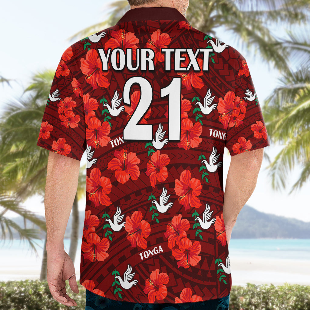 (Custom Text And Number) Tonga Rugby Hawaiian Shirt Polynesian Style With Hibiscus - Vibe Hoodie Shop
