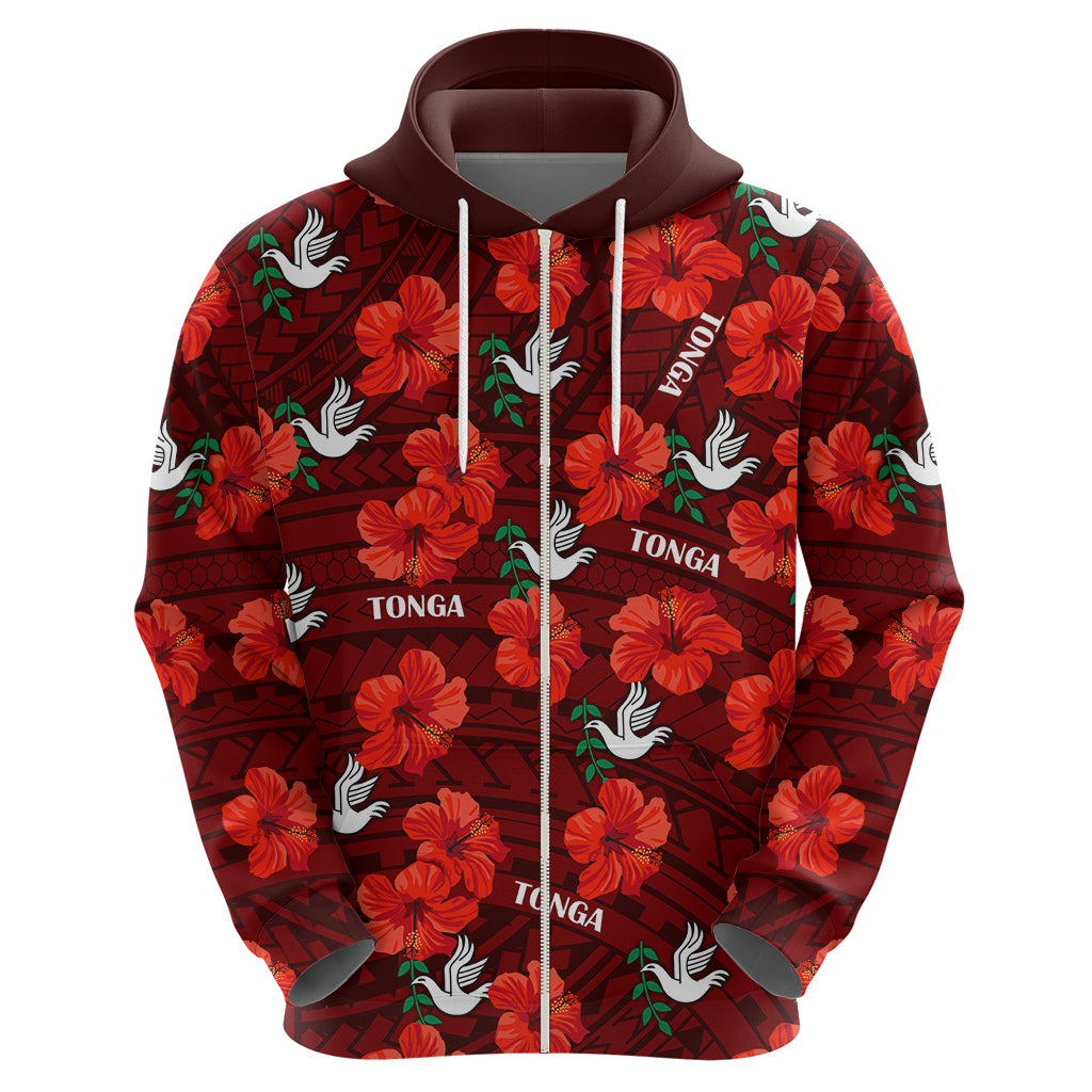 (Custom Text And Number) Tonga Rugby Hoodie Polynesian Style With Hibiscus LT9 - Vibe Hoodie Shop