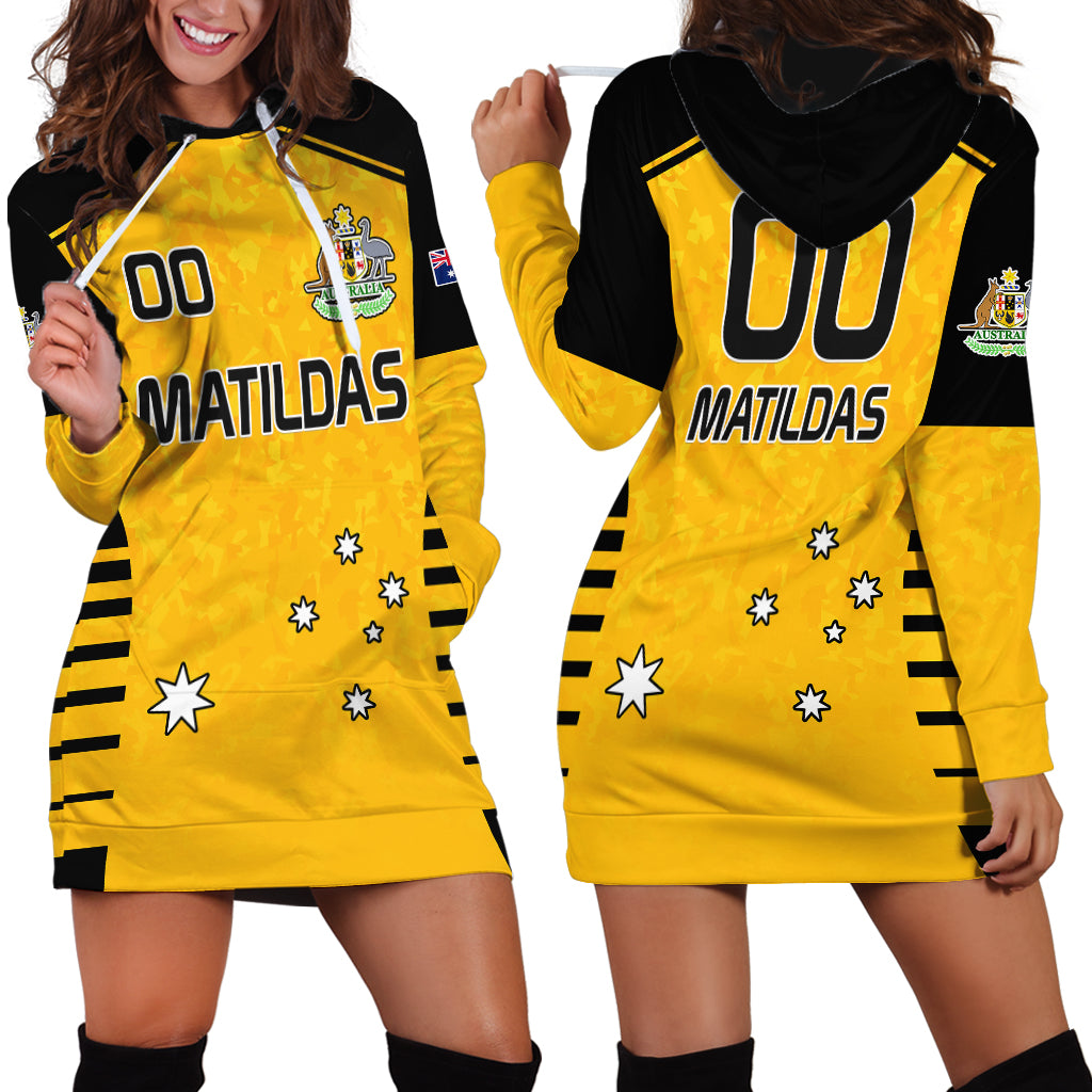 Custom Australia Soccer Hoodie Dress Matildas 2023 Socceroos Black Vibe - Vibe Hoodie Shop