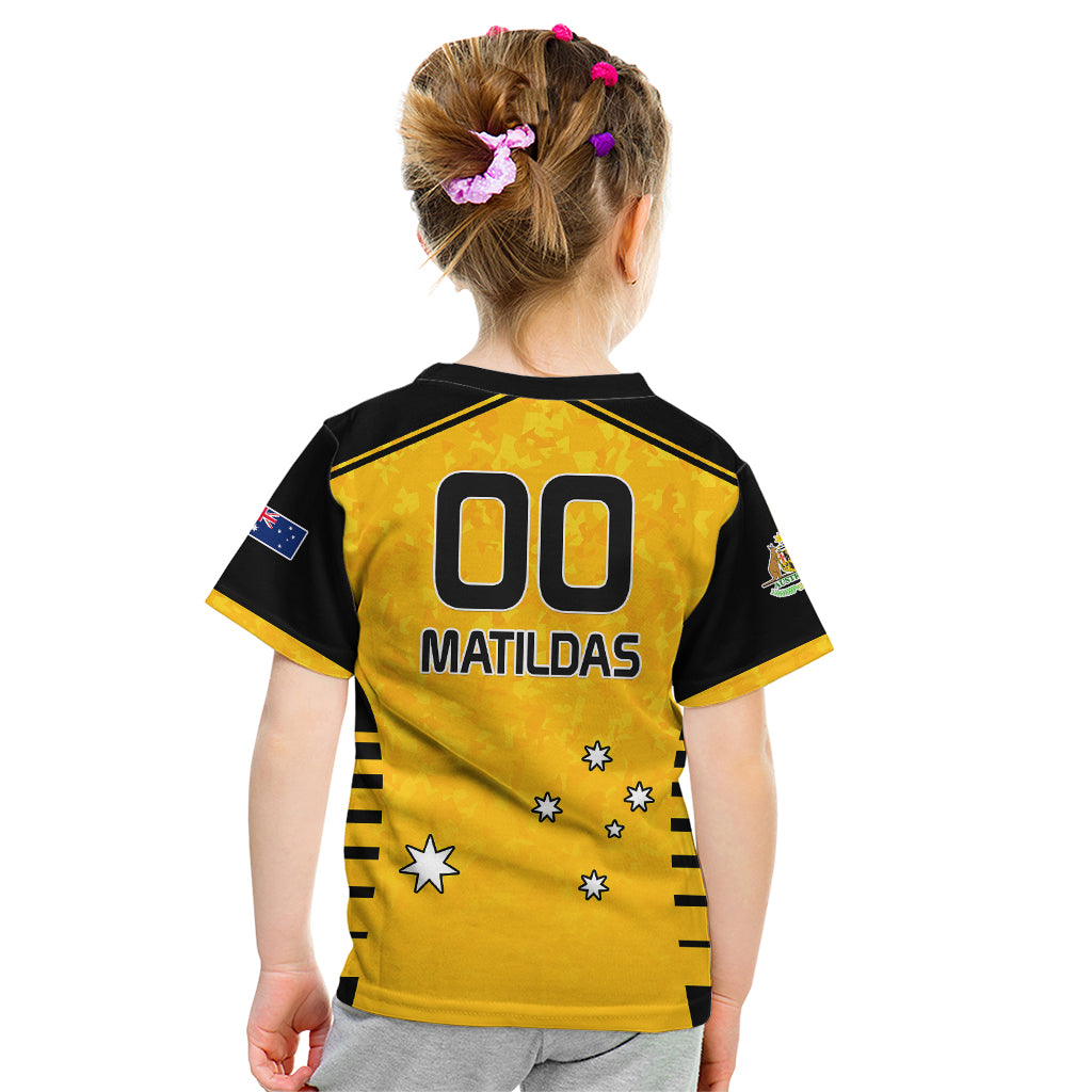 Custom Australia Soccer Kid T Shirt Matildas 2023 Socceroos Black Vibe - Vibe Hoodie Shop