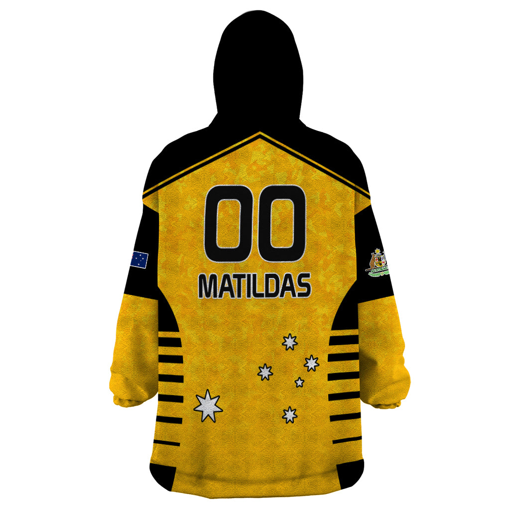 Custom Australia Soccer Wearable Blanket Hoodie Matildas 2023 Socceroos Black Vibe - Vibe Hoodie Shop