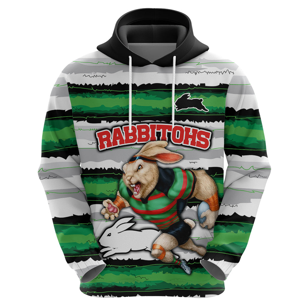 Custom Rabbitohs Mascot Rugby Hoodie The Souths Go Champions LT9 - Vibe Hoodie Shop