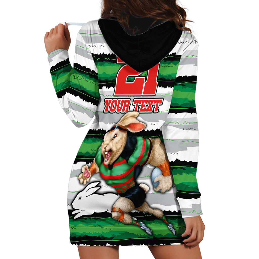 Custom Rabbitohs Mascot Rugby Hoodie Dress The Souths Go Champions - Vibe Hoodie Shop