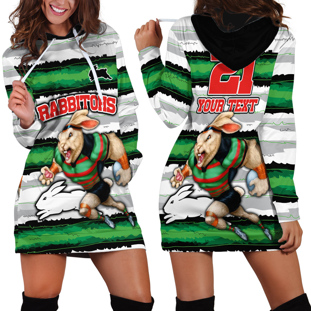 Custom Rabbitohs Mascot Rugby Hoodie Dress The Souths Go Champions - Vibe Hoodie Shop