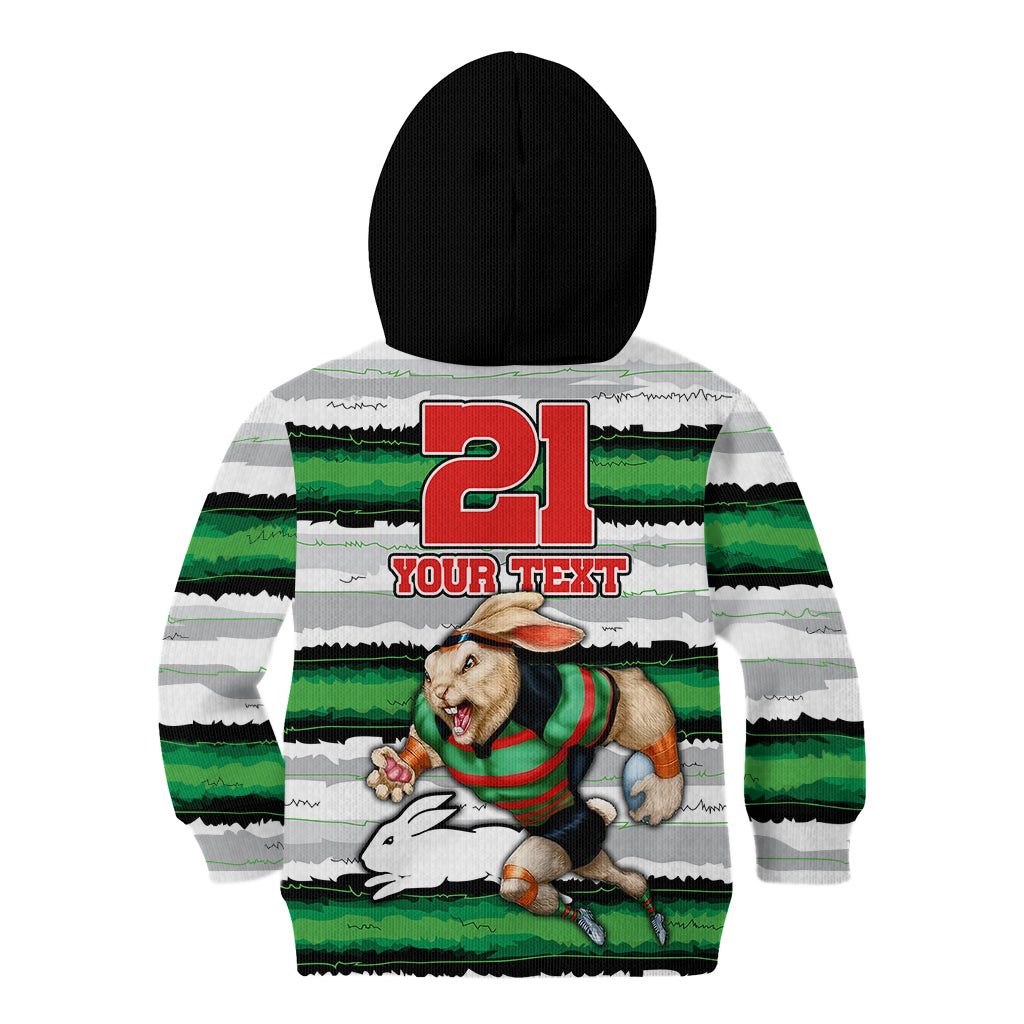Custom Rabbitohs Mascot Rugby Kid Hoodie The Souths Go Champions - Vibe Hoodie Shop