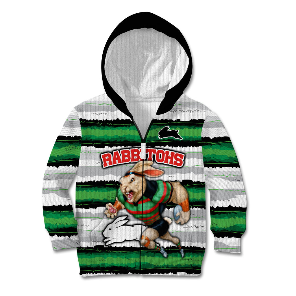 Custom Rabbitohs Mascot Rugby Kid Hoodie The Souths Go Champions - Vibe Hoodie Shop