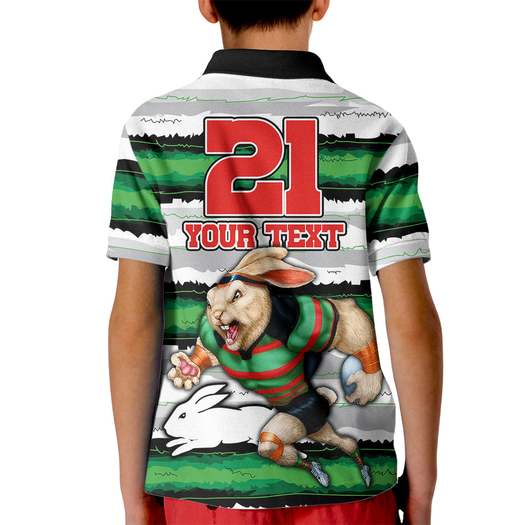 Custom Rabbitohs Mascot Rugby Kid Polo Shirt The Souths Go Champions - Vibe Hoodie Shop
