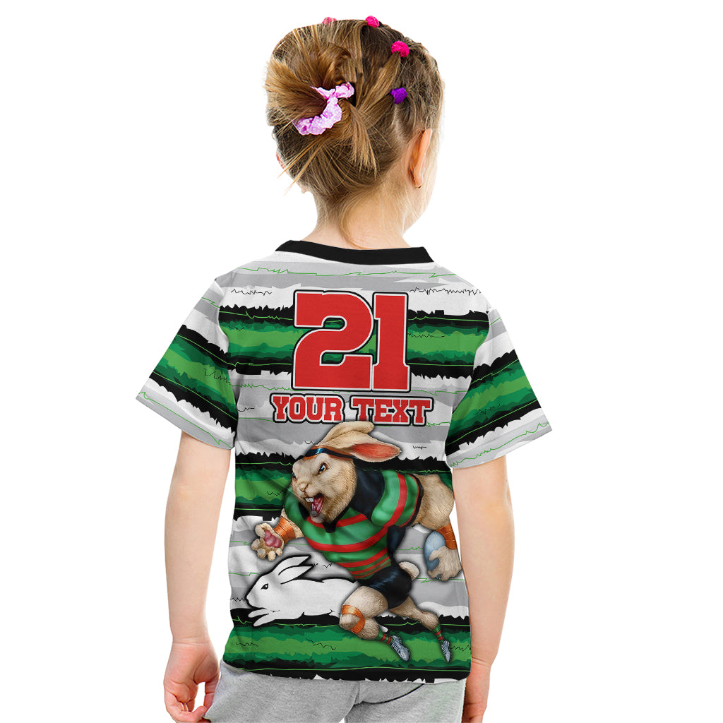 Custom Rabbitohs Mascot Rugby Kid T Shirt The Souths Go Champions - Vibe Hoodie Shop