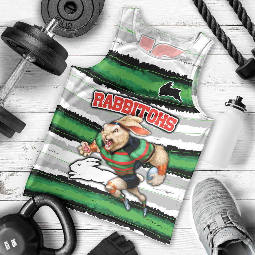 Custom Rabbitohs Mascot Rugby Men Tank Top The Souths Go Champions - Vibe Hoodie Shop