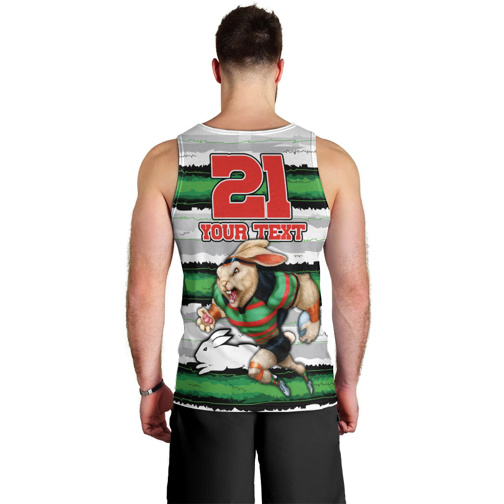 Custom Rabbitohs Mascot Rugby Men Tank Top The Souths Go Champions - Vibe Hoodie Shop