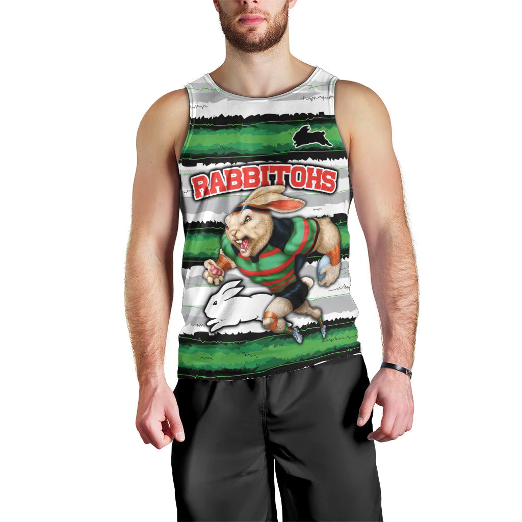 Custom Rabbitohs Mascot Rugby Men Tank Top The Souths Go Champions - Vibe Hoodie Shop