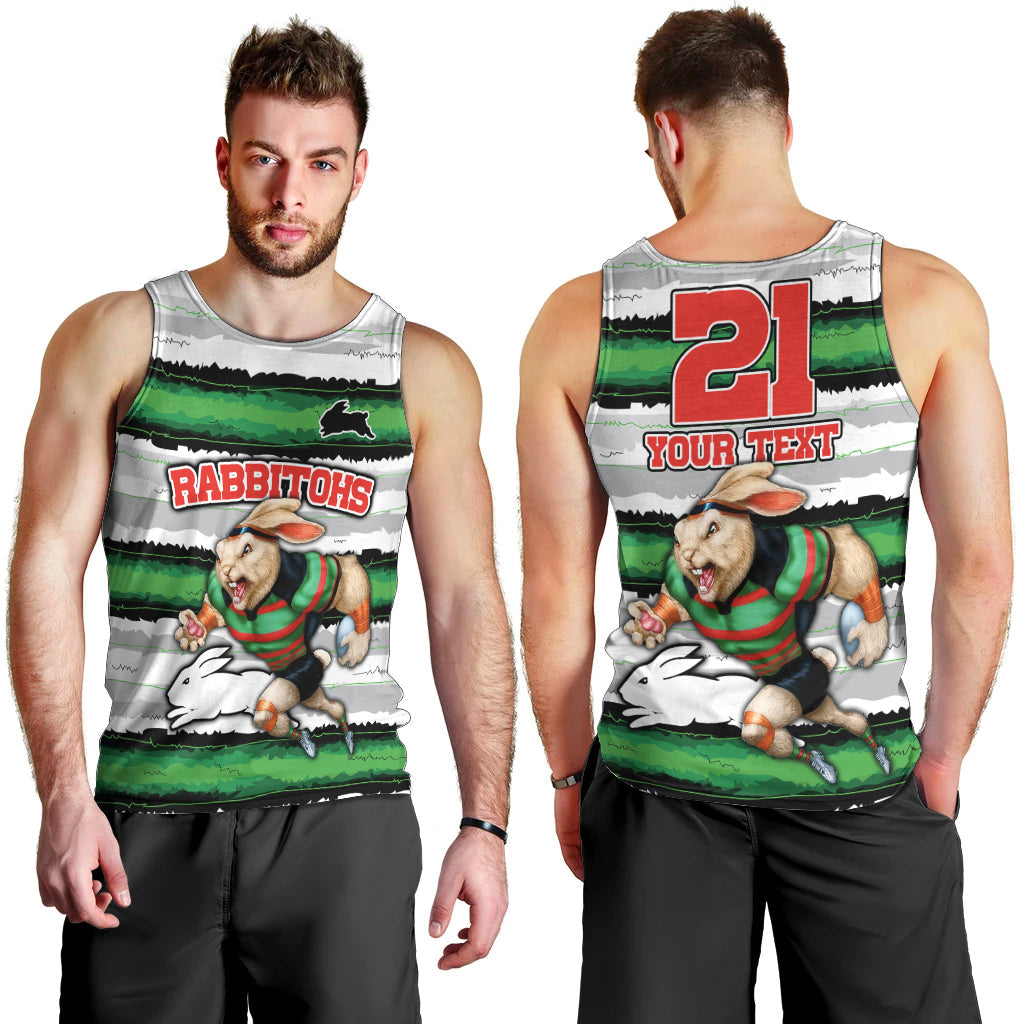 Custom Rabbitohs Mascot Rugby Men Tank Top The Souths Go Champions - Vibe Hoodie Shop