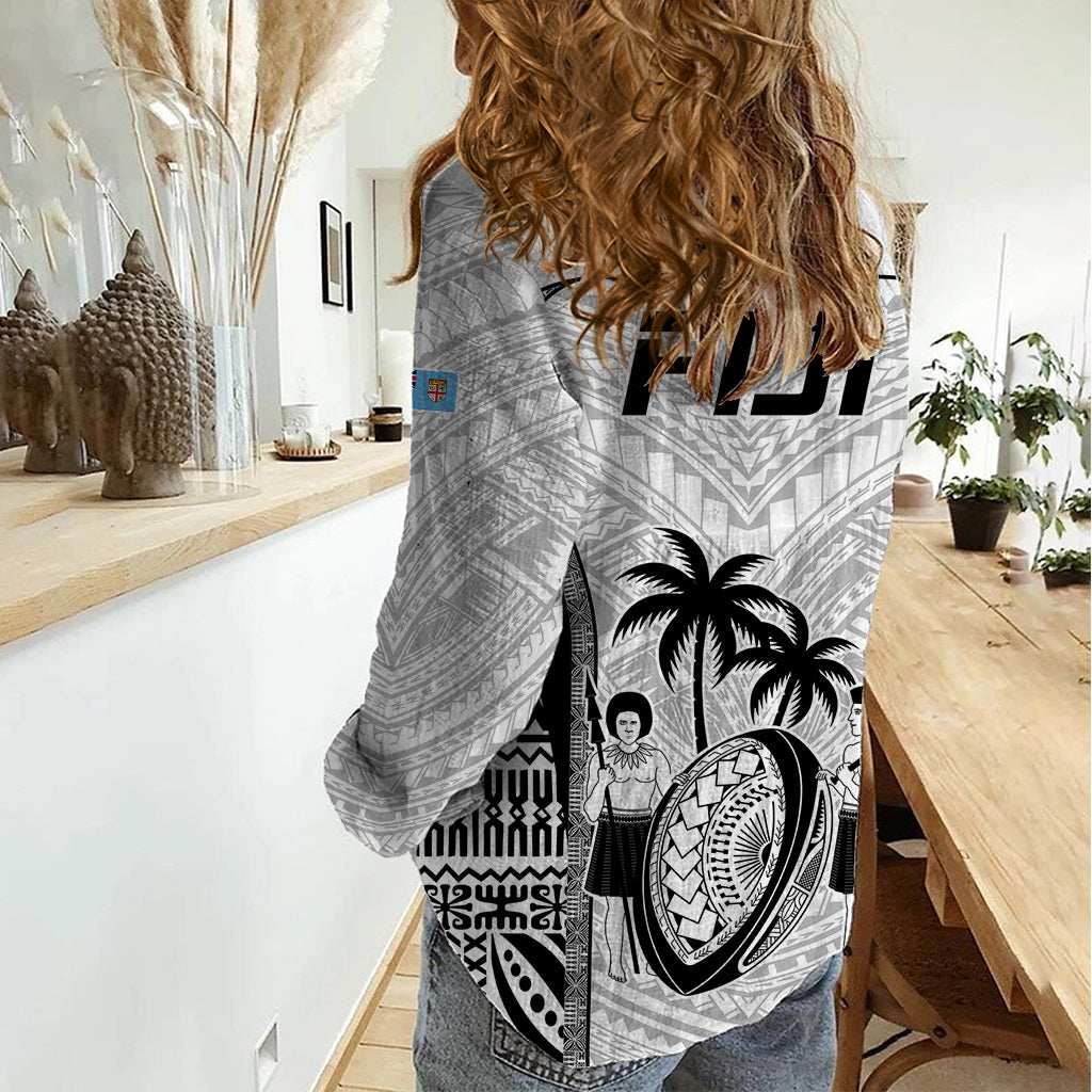 Fiji Rugby Women Casual Shirt Go Champions World Cup 2023 Tapa Unique White Vibe - Vibe Hoodie Shop