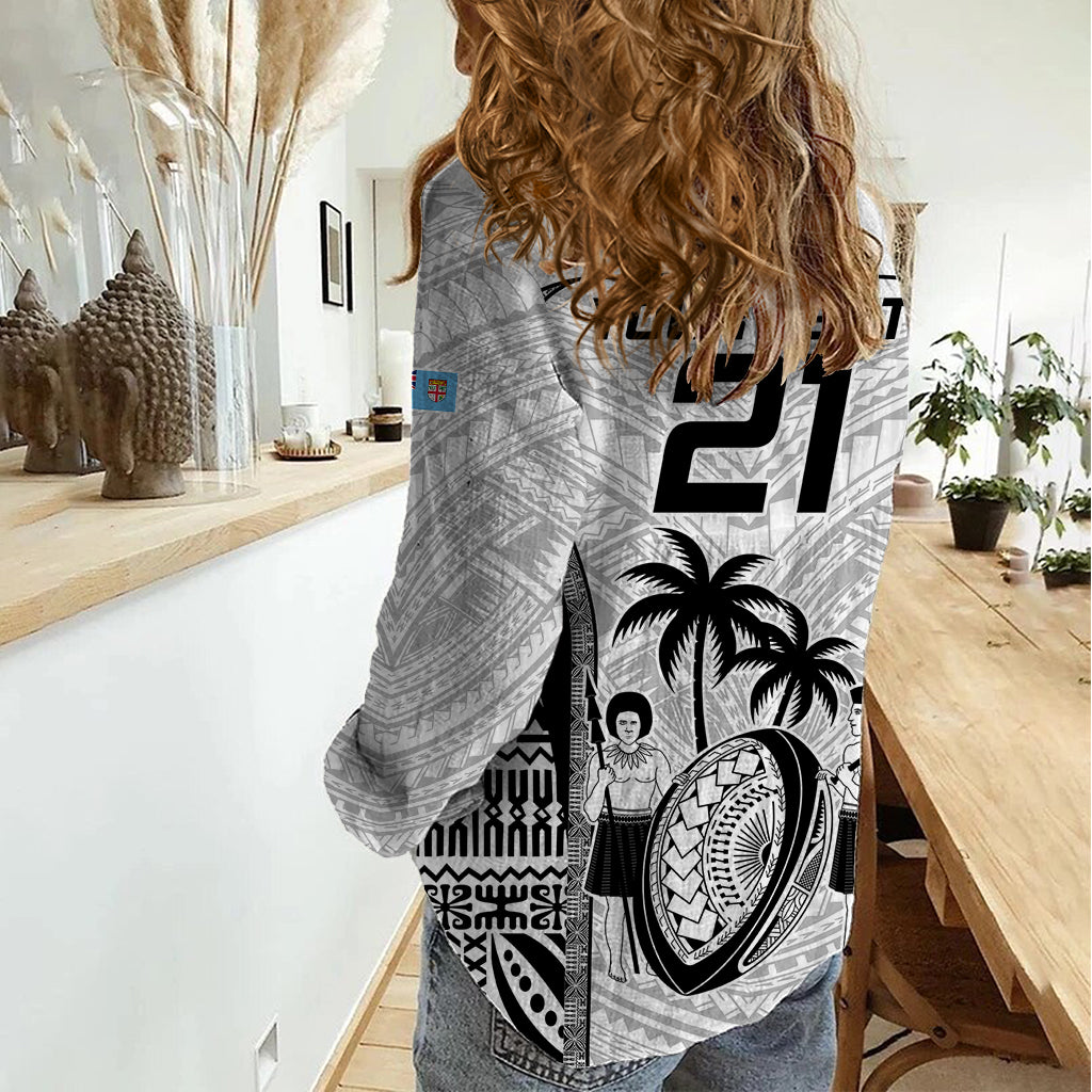 Custom Fiji Rugby Women Casual Shirt Go Champions World Cup 2023 Tapa Unique White Vibe - Vibe Hoodie Shop