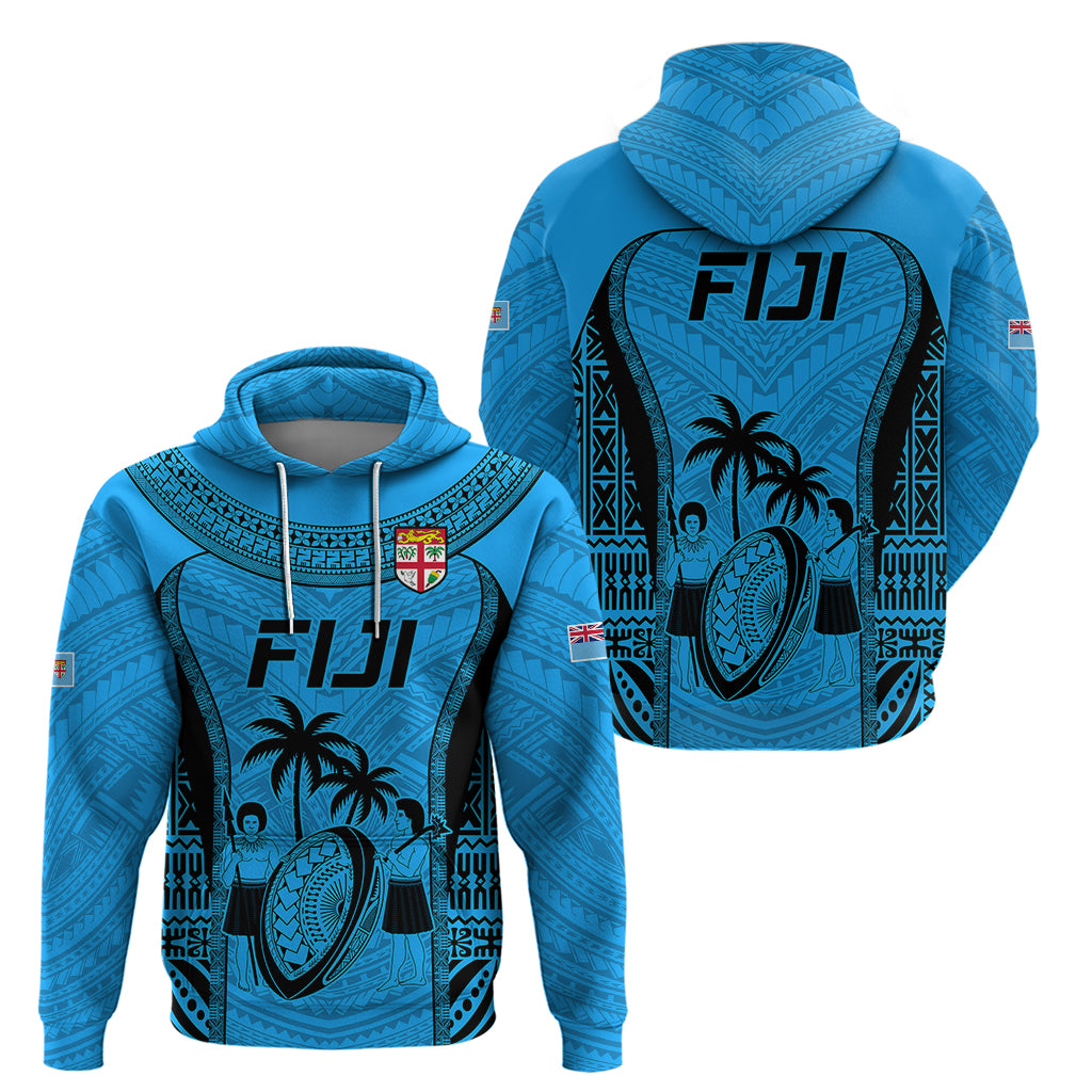 Fiji Rugby Hoodie Go Champions World Cup 2023 Tapa Unique Blue Vibe LT9 - Vibe Hoodie Shop