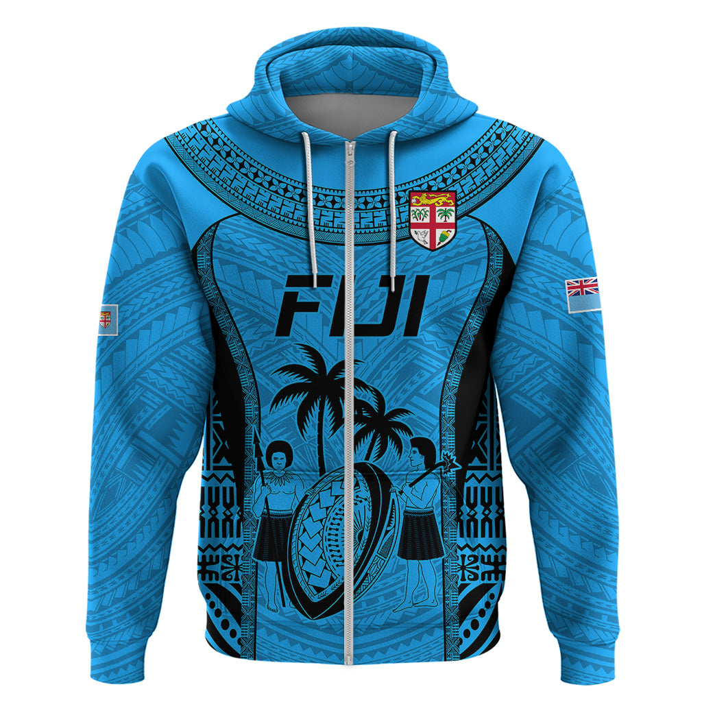 Fiji Rugby Hoodie Go Champions World Cup 2023 Tapa Unique Blue Vibe LT9 - Vibe Hoodie Shop