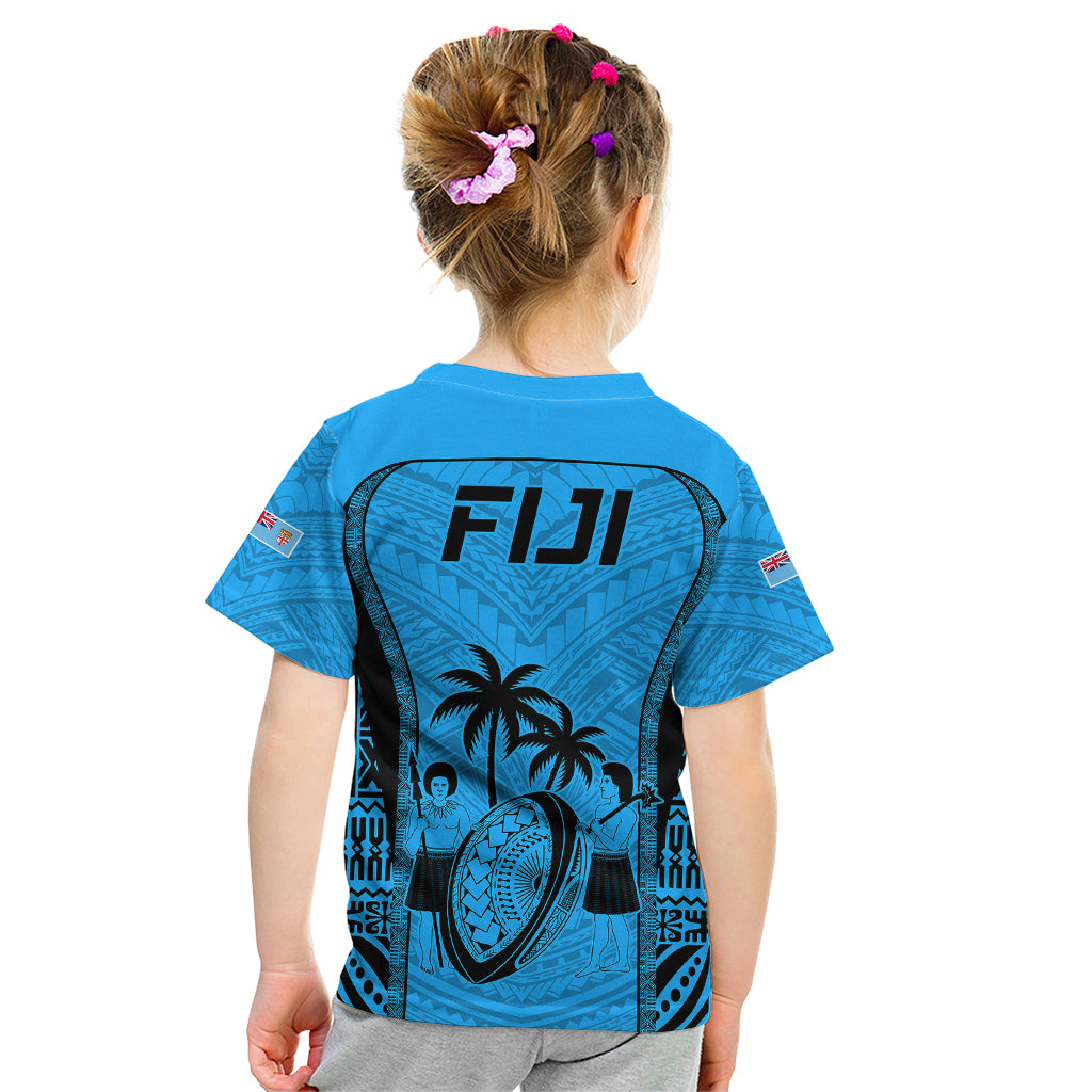 Fiji Rugby Kid T Shirt Go Champions World Cup 2023 Tapa Unique Blue Vibe - Vibe Hoodie Shop