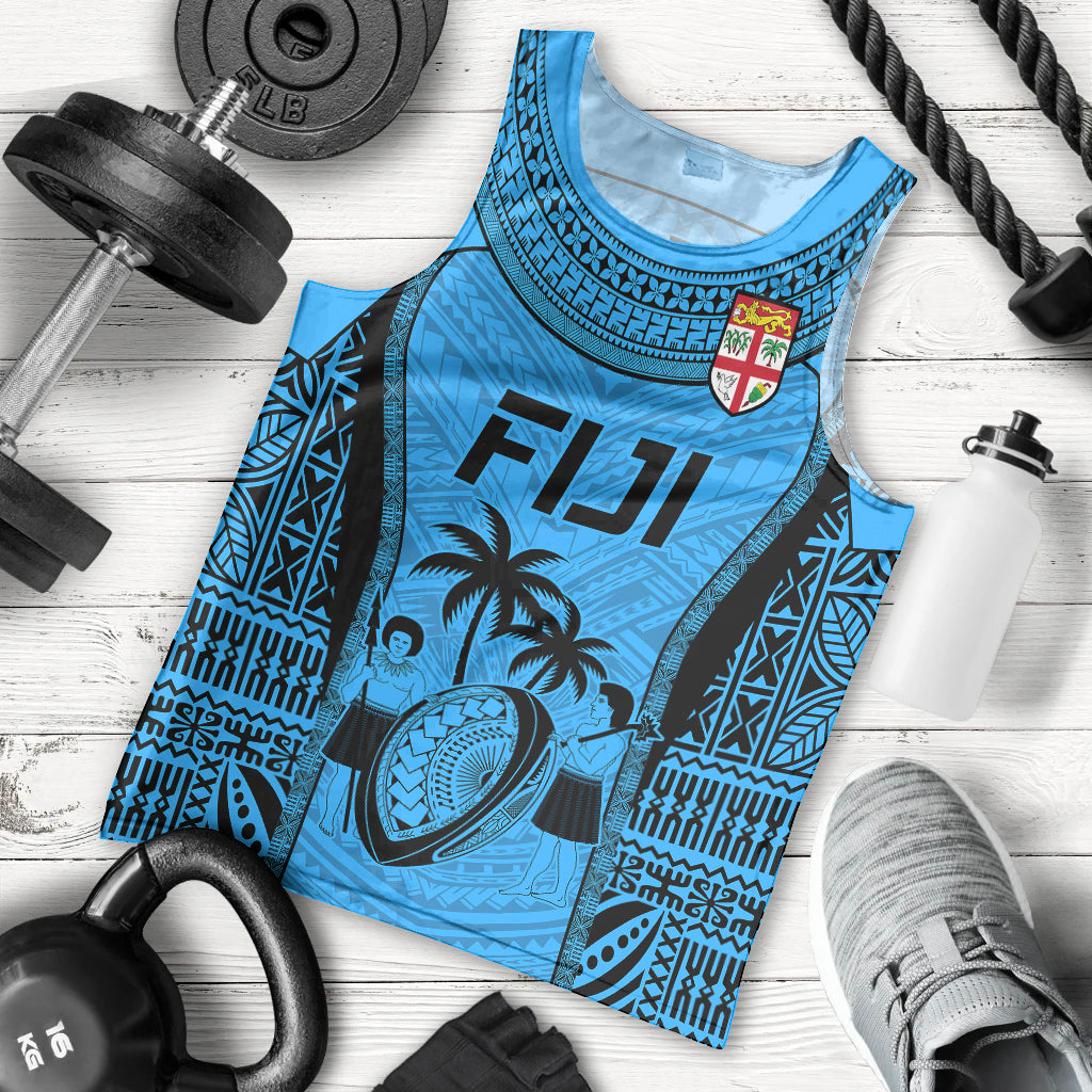 Fiji Rugby Men Tank Top Go Champions World Cup 2023 Tapa Unique Blue Vibe - Vibe Hoodie Shop