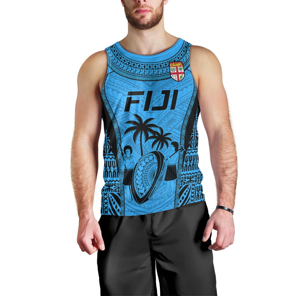 Fiji Rugby Men Tank Top Go Champions World Cup 2023 Tapa Unique Blue Vibe - Vibe Hoodie Shop