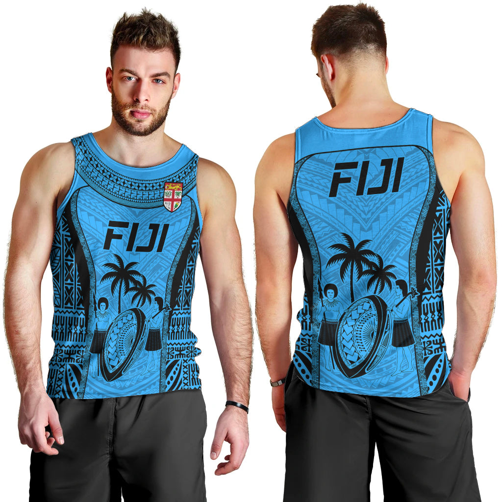 Fiji Rugby Men Tank Top Go Champions World Cup 2023 Tapa Unique Blue Vibe - Vibe Hoodie Shop