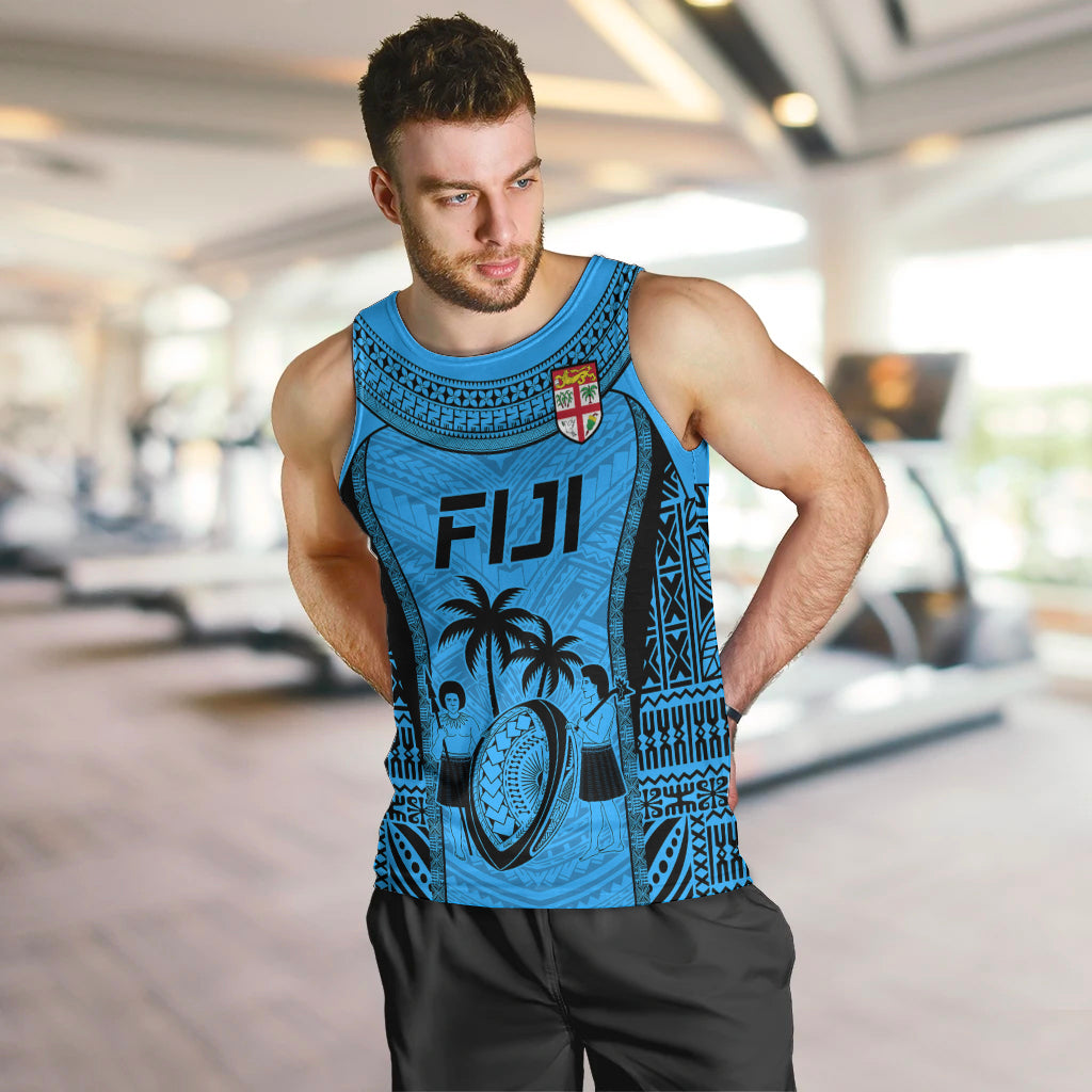 Fiji Rugby Men Tank Top Go Champions World Cup 2023 Tapa Unique Blue Vibe - Vibe Hoodie Shop