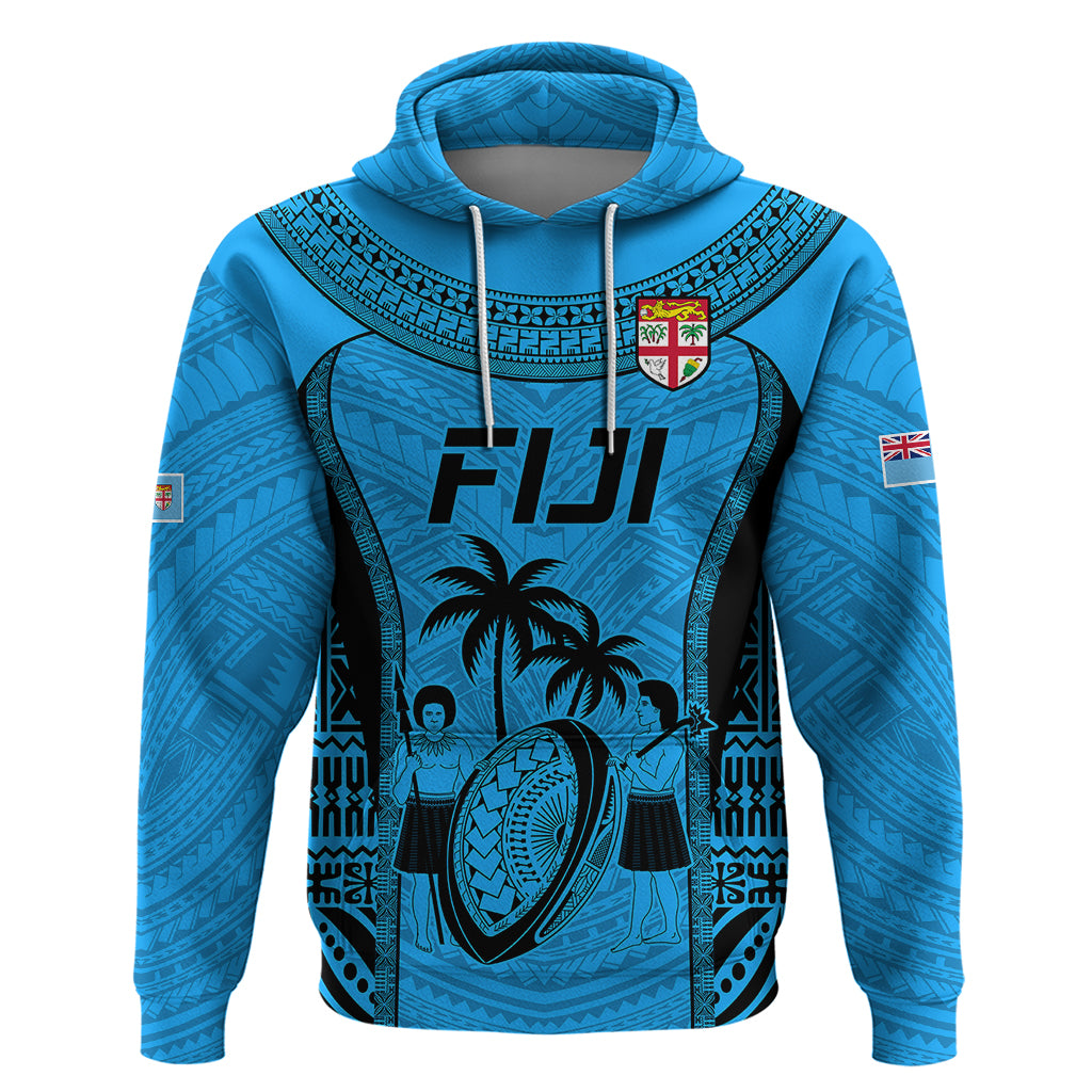 Custom Fiji Rugby Hoodie Go Champions World Cup 2023 Tapa Unique Blue Vibe LT9 - Vibe Hoodie Shop