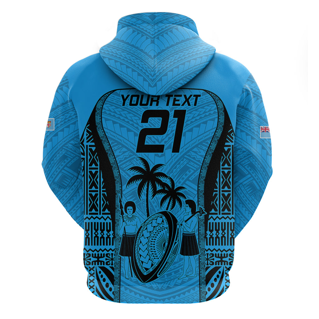 Custom Fiji Rugby Hoodie Go Champions World Cup 2023 Tapa Unique Blue Vibe LT9 - Vibe Hoodie Shop