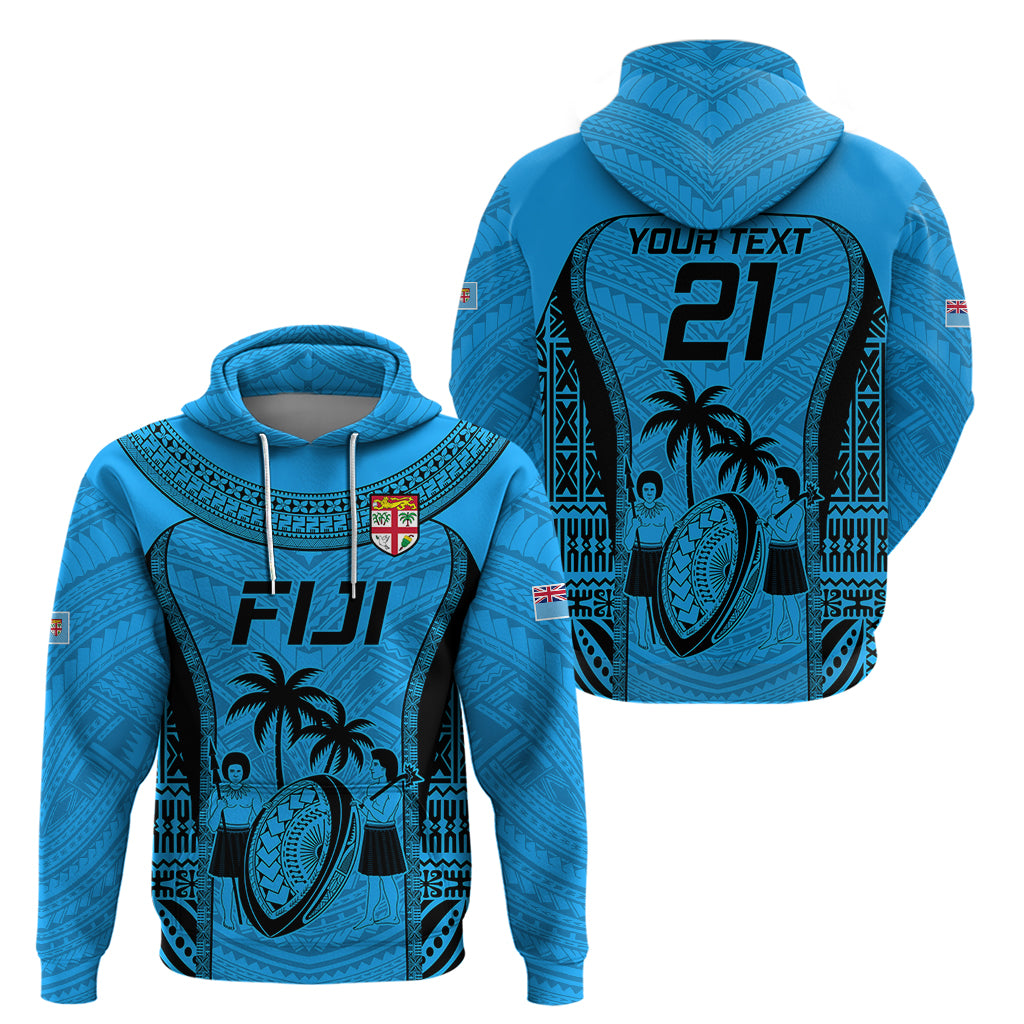 Custom Fiji Rugby Hoodie Go Champions World Cup 2023 Tapa Unique Blue Vibe LT9 - Vibe Hoodie Shop