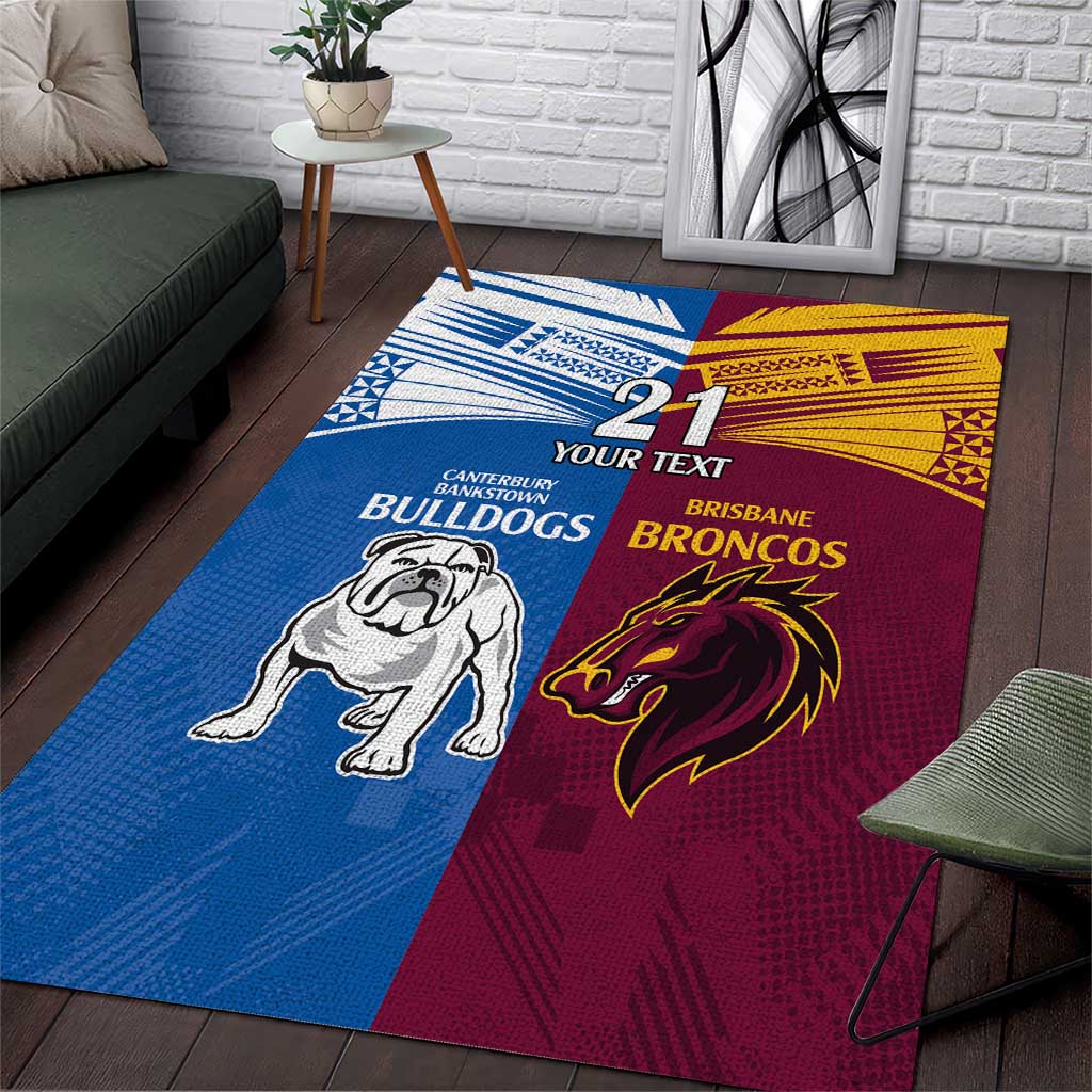 Custom Broncos-Bulldogs Area Rug NRL Tribal Half Style - Vibe Hoodie Shop