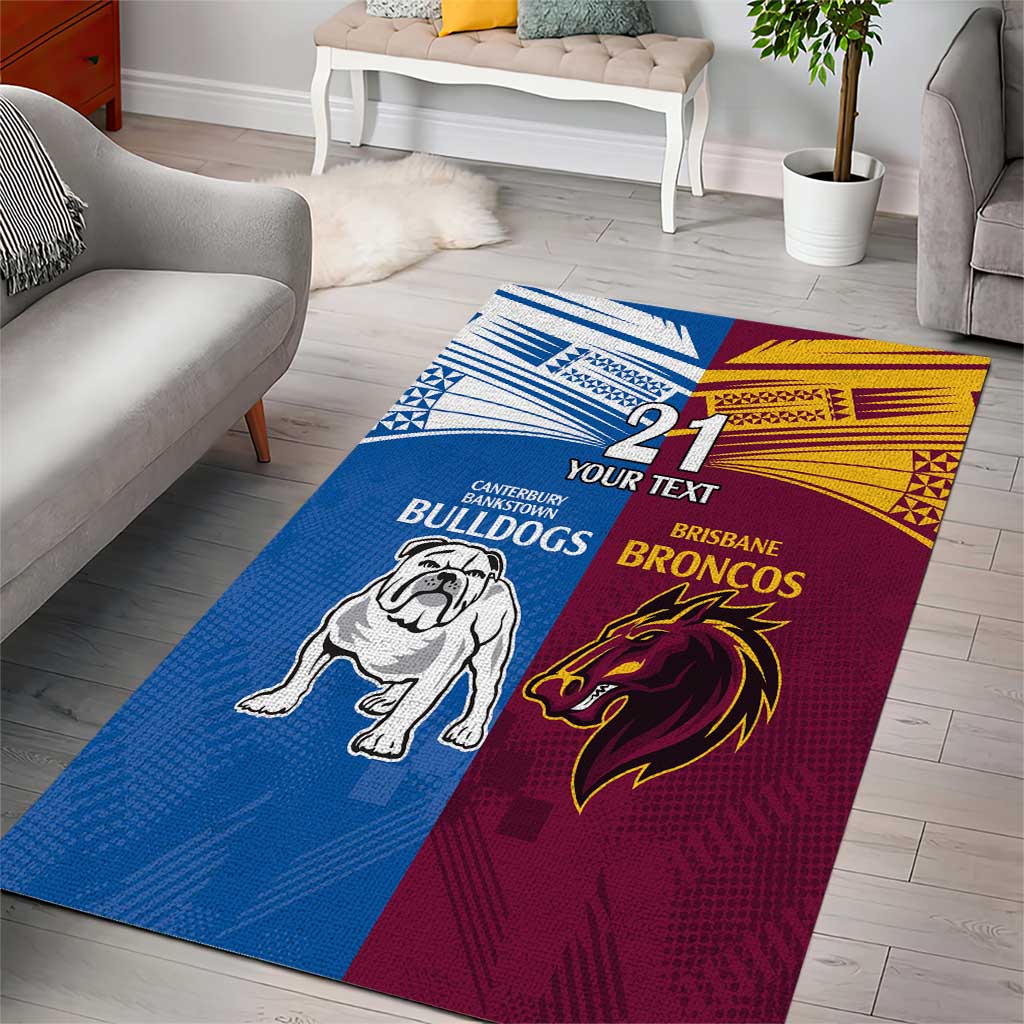 Custom Broncos-Bulldogs Area Rug NRL Tribal Half Style - Vibe Hoodie Shop