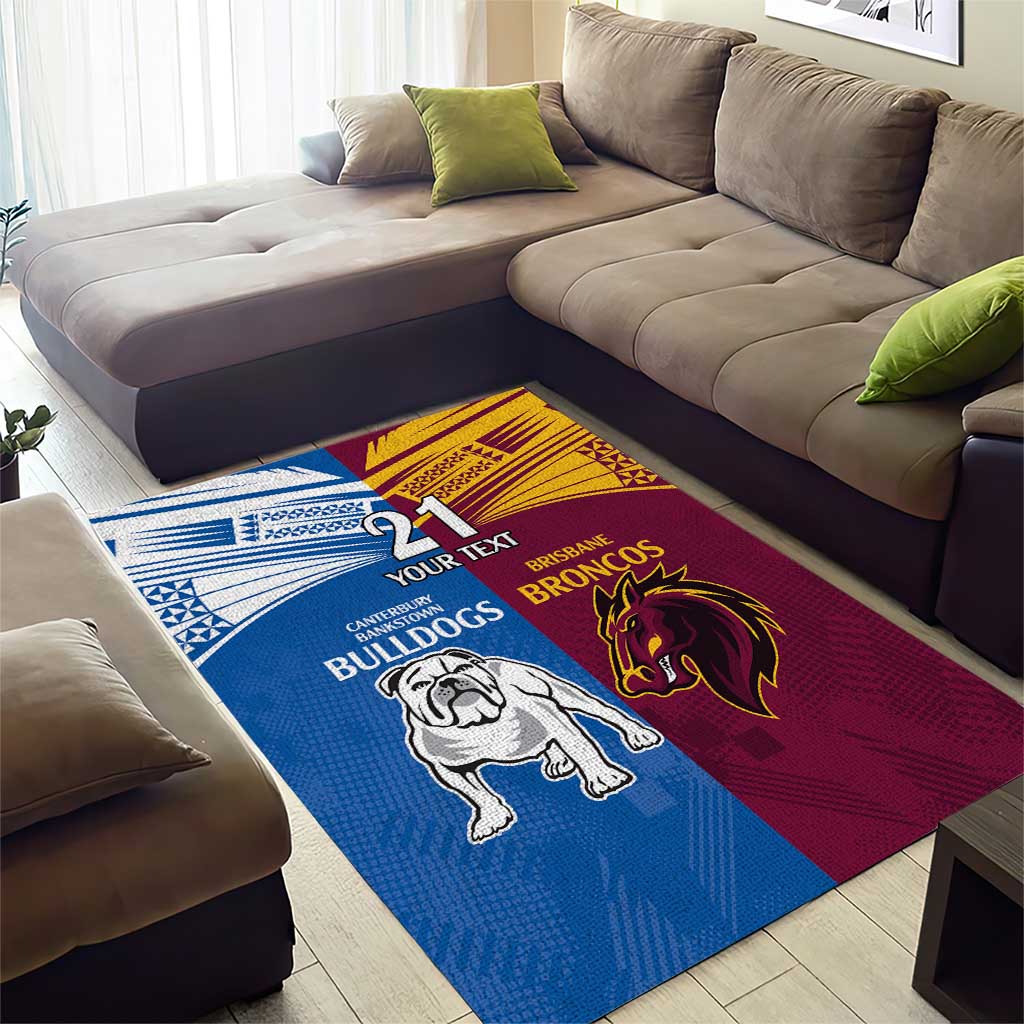 Custom Broncos-Bulldogs Area Rug NRL Tribal Half Style - Vibe Hoodie Shop