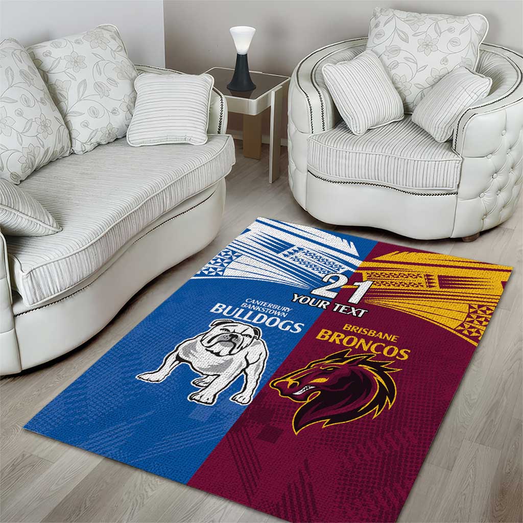 Custom Broncos-Bulldogs Area Rug NRL Tribal Half Style - Vibe Hoodie Shop