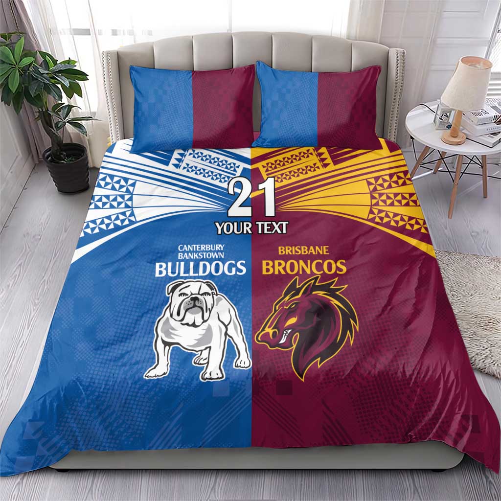 Custom Broncos-Bulldogs Bedding Set NRL Tribal Half Style - Vibe Hoodie Shop