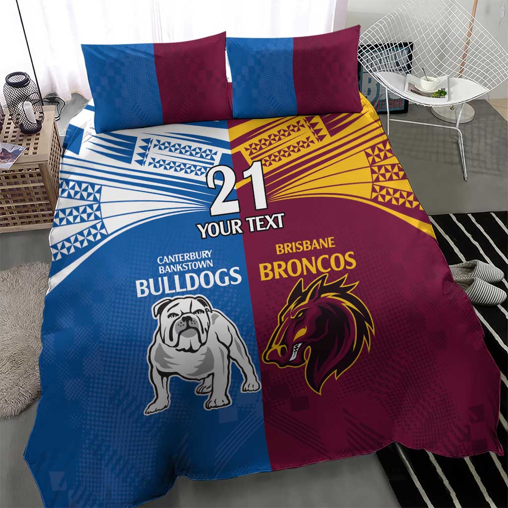 Custom Broncos-Bulldogs Bedding Set NRL Tribal Half Style - Vibe Hoodie Shop