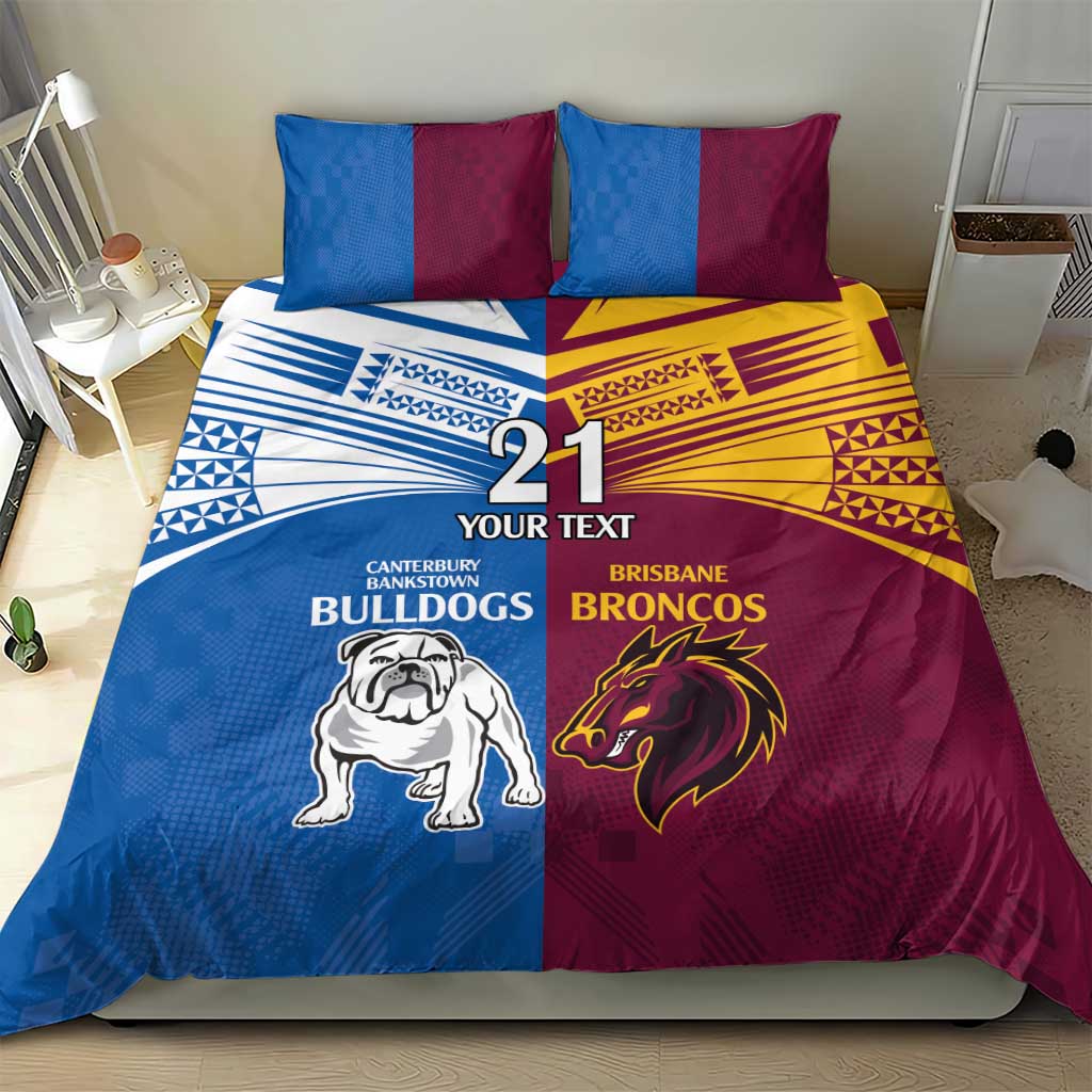Custom Broncos-Bulldogs Bedding Set NRL Tribal Half Style - Vibe Hoodie Shop