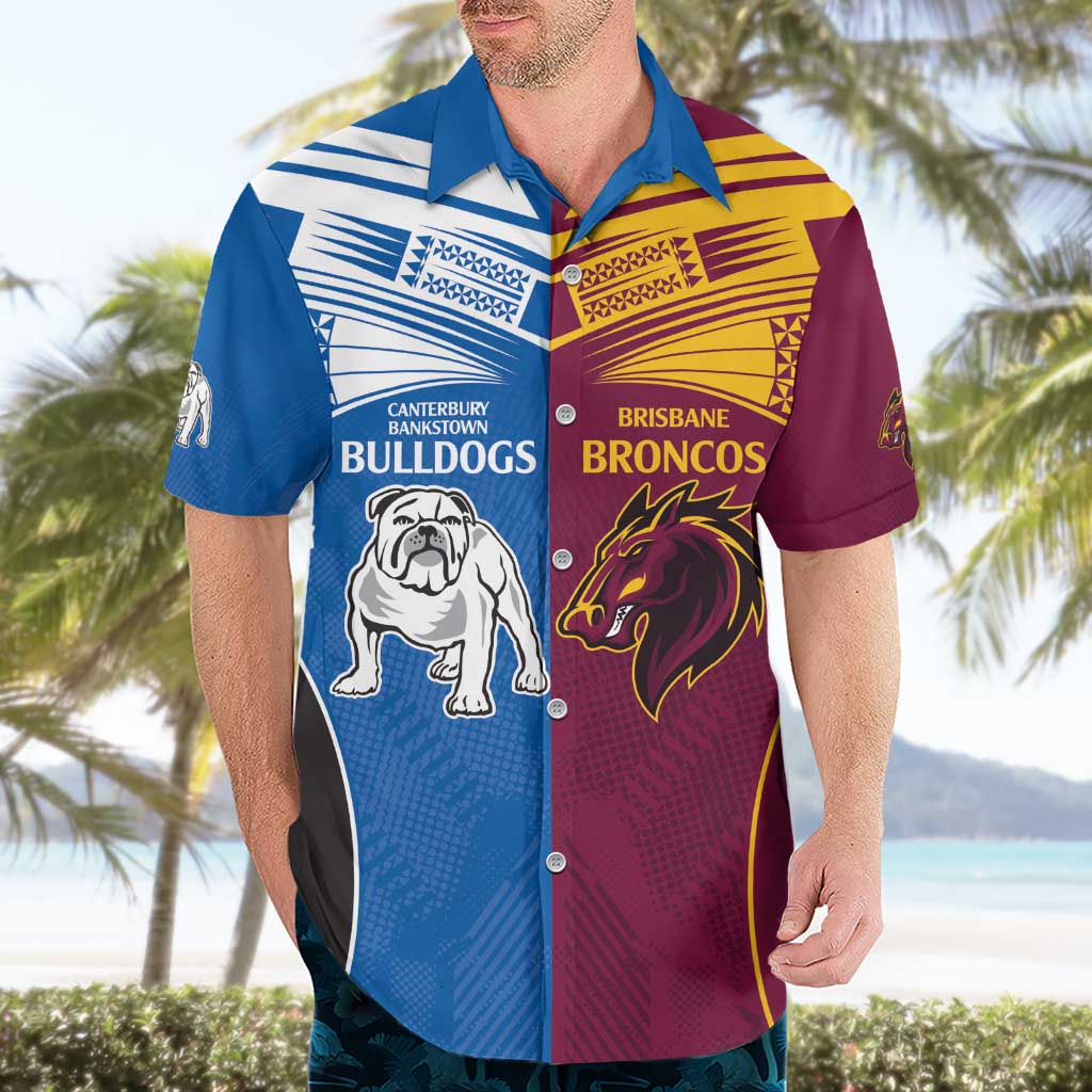 Custom Broncos-Bulldogs Hawaiian Shirt NRL Tribal Half Style - Vibe Hoodie Shop