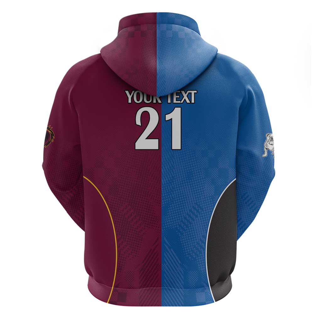 Custom Broncos-Bulldogs Hoodie NRL Tribal Half Style LT9 - Vibe Hoodie Shop