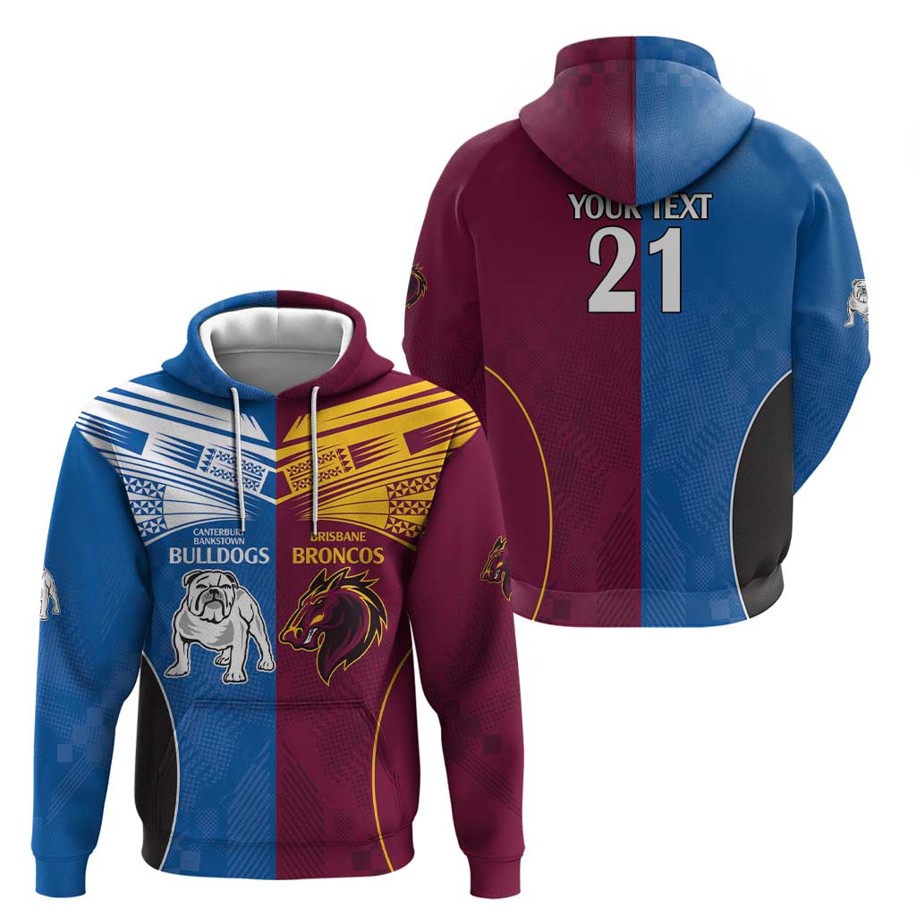Custom Broncos-Bulldogs Hoodie NRL Tribal Half Style LT9 - Vibe Hoodie Shop