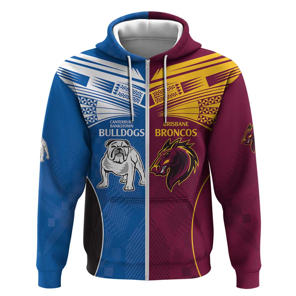 Custom Broncos-Bulldogs Hoodie NRL Tribal Half Style LT9 - Vibe Hoodie Shop