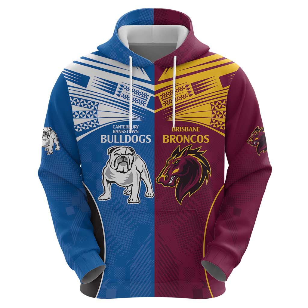 Custom Broncos-Bulldogs Hoodie NRL Tribal Half Style LT9 - Vibe Hoodie Shop