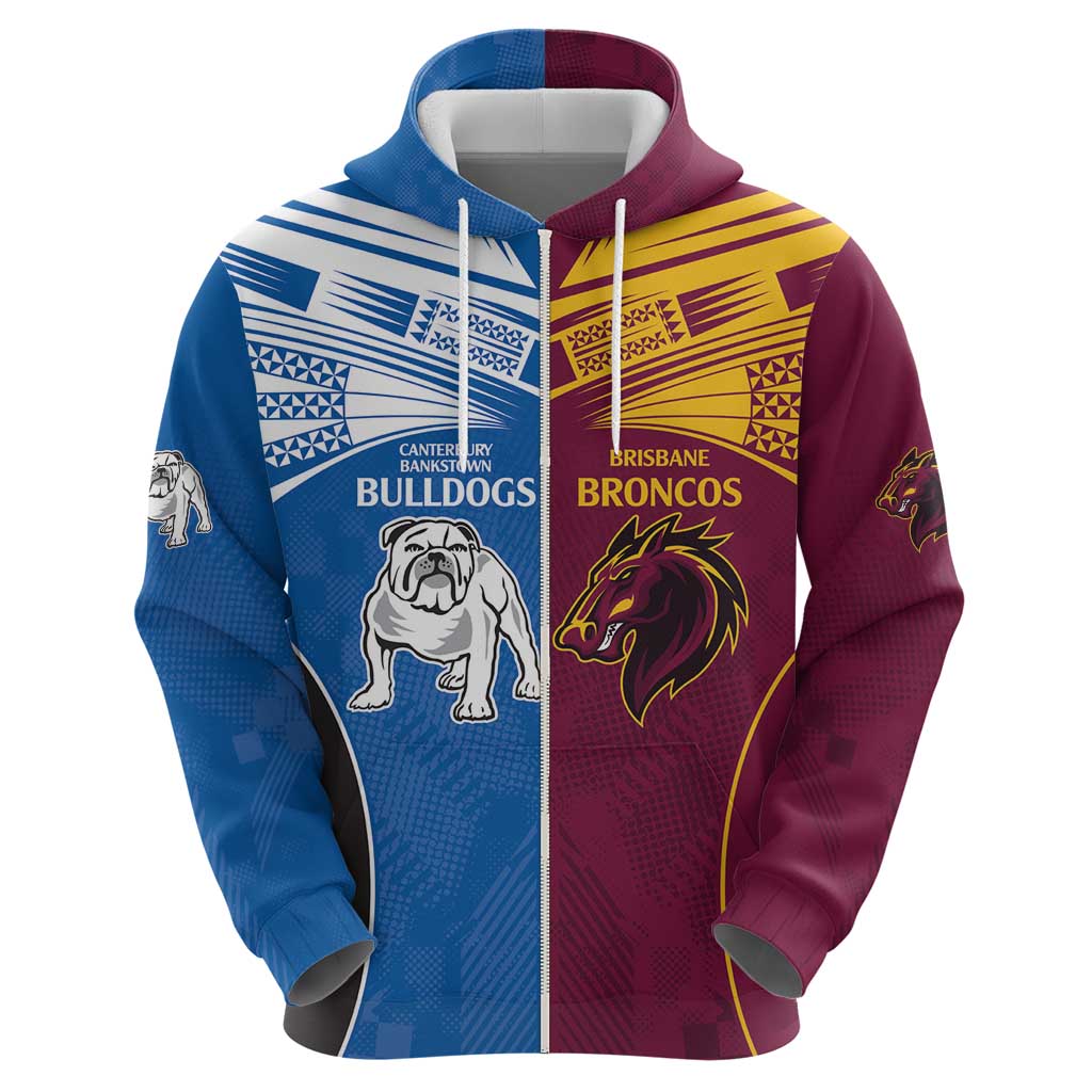 Custom Broncos-Bulldogs Hoodie NRL Tribal Half Style LT9 - Vibe Hoodie Shop