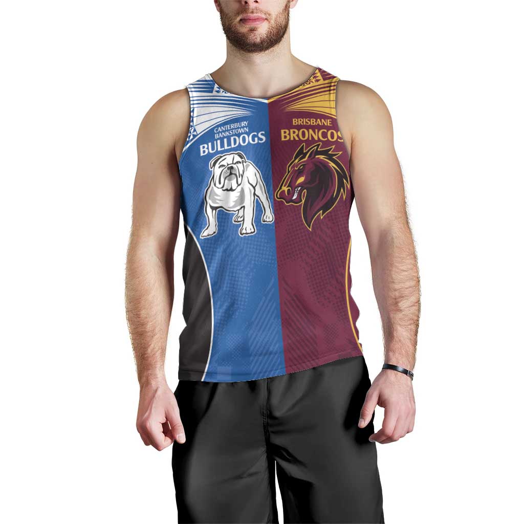 Custom Broncos-Bulldogs Men Tank Top NRL Tribal Half Style - Vibe Hoodie Shop