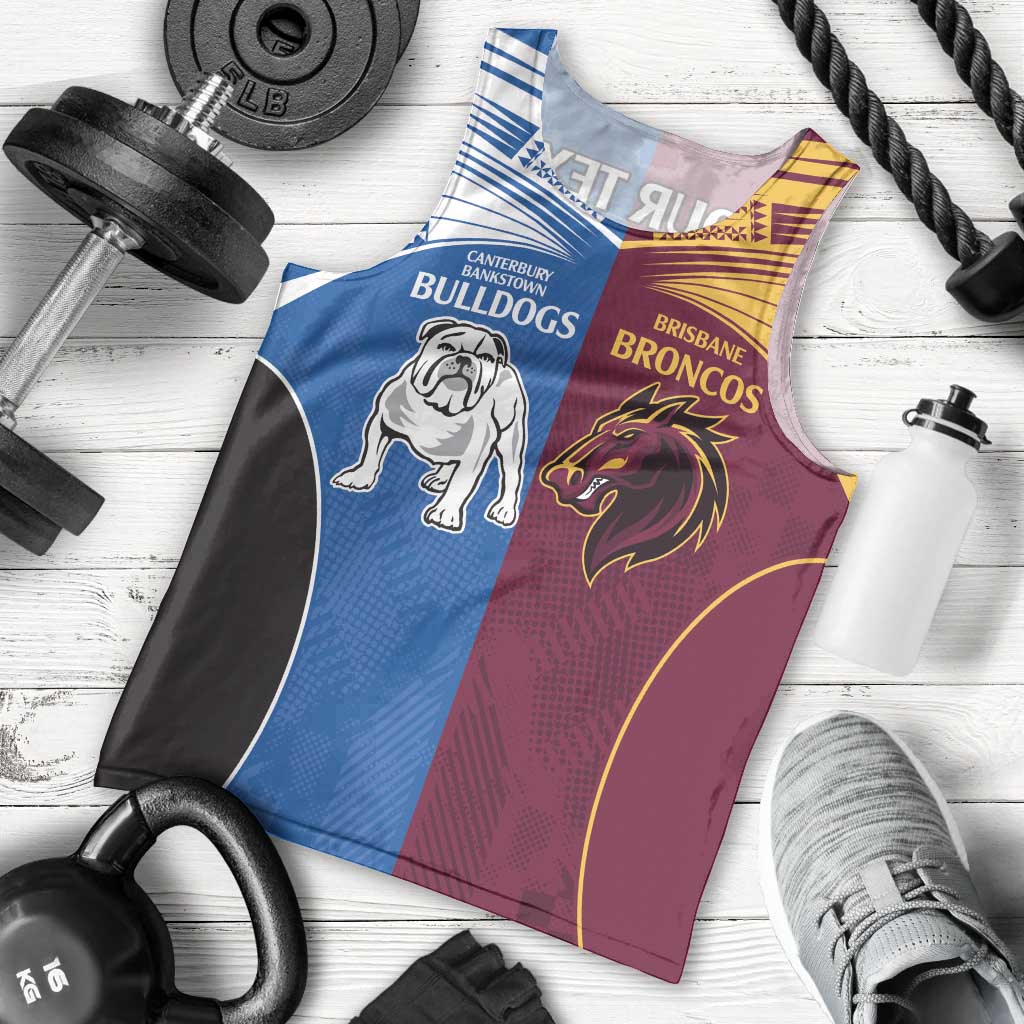 Custom Broncos-Bulldogs Men Tank Top NRL Tribal Half Style - Vibe Hoodie Shop