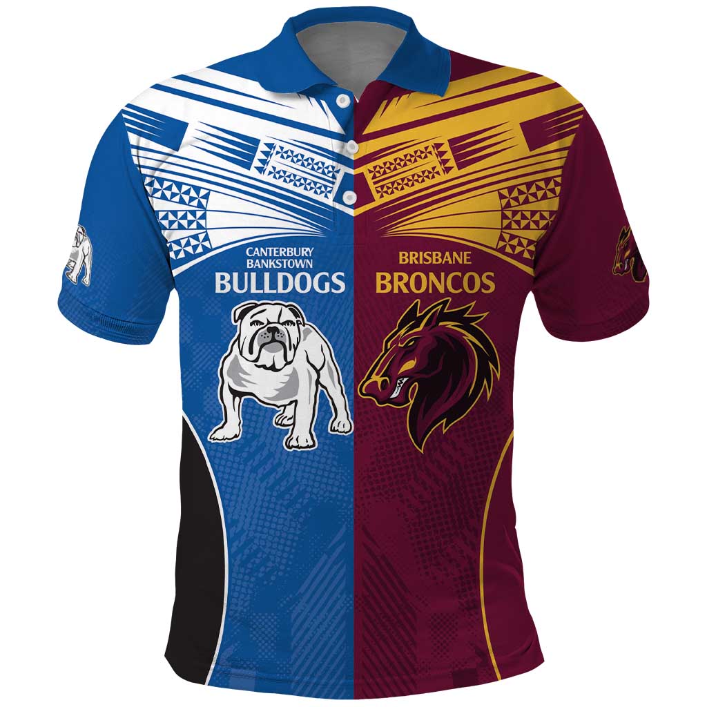 Custom Broncos-Bulldogs Polo Shirt NRL Tribal Half Style LT9 - Vibe Hoodie Shop