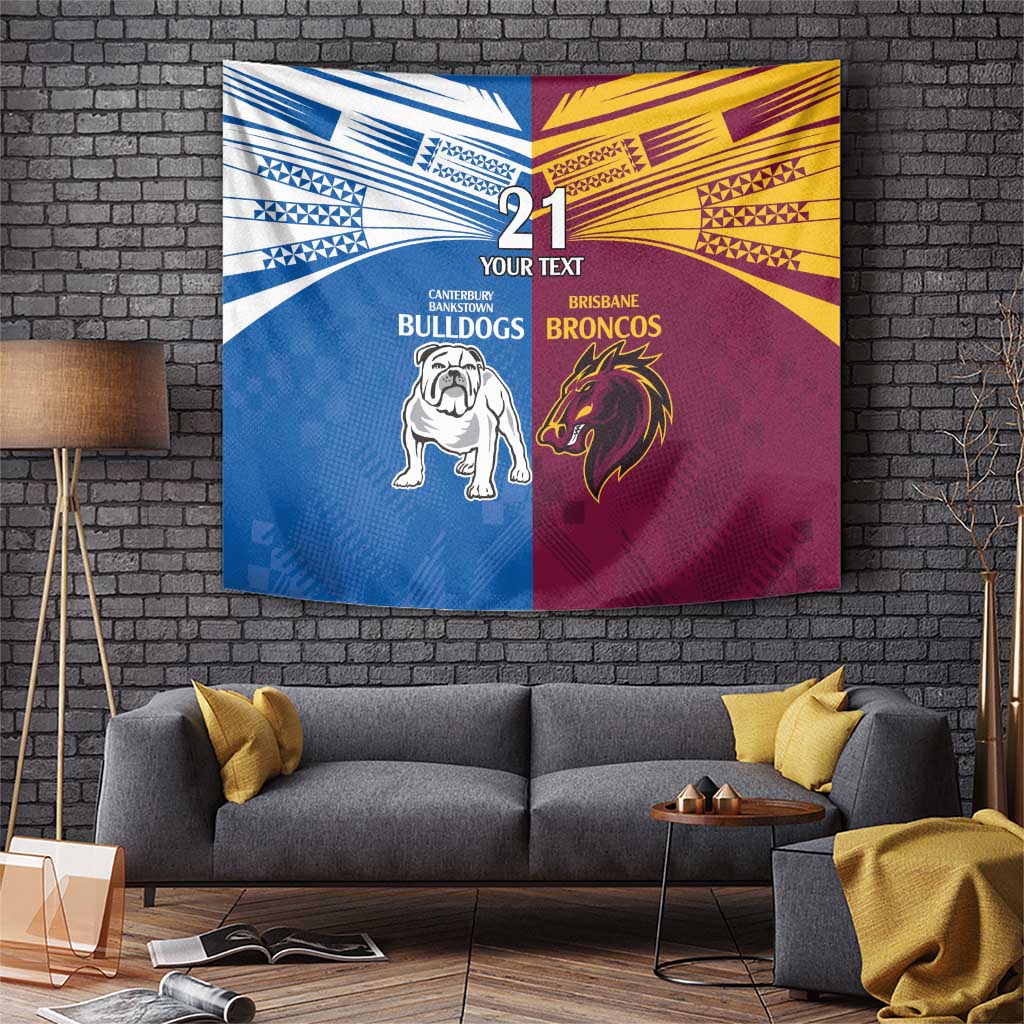 Custom Broncos-Bulldogs Tapestry NRL Tribal Half Style - Vibe Hoodie Shop